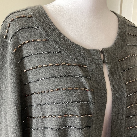 Talbots 2X petite open cardigan gray crewneck - Picture 2 of 14